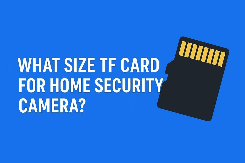 Illustration showing different TF card sizes and storage options for home security cameras, explaining what size TF card for home security camera is best.