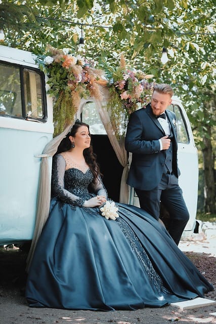 Couple posing during a golden-hour engagement session, part of an outdoor engagement photography packages.